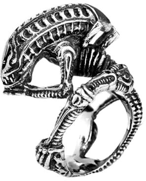 Ring Ornamente, Vintage Alien Predator Finger Ring for Men Stainless Steel Biker Ring Punk Gothic Alien Skull Women Ring