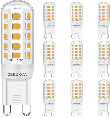 Brantoo G9 LED Glühbirnen 3W Entspricht 40W 25W 28W 33W Halogen Glühbirnen, Warmweiß 2700K G9 Sockel Energie sparen LED Lampe, Kein Flimmern, Nicht dimmbar, 430LM, AC 220-240V, 10 Stück