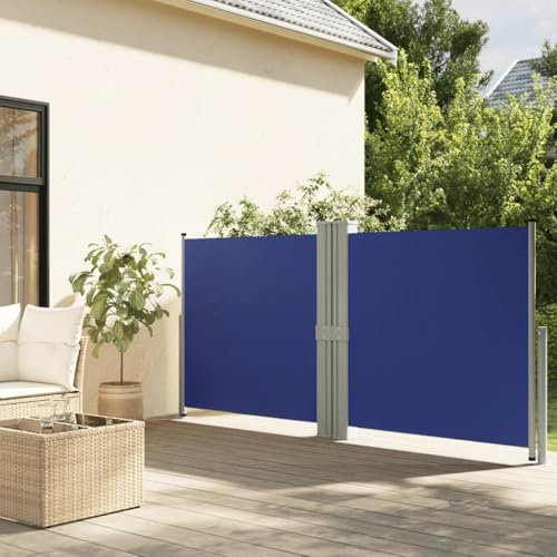Artículo: toldo lateral retráctil azul 140 x 1200 cm, césped y jardín, vida al aire libre, sombrillas y parasoles al aire libre