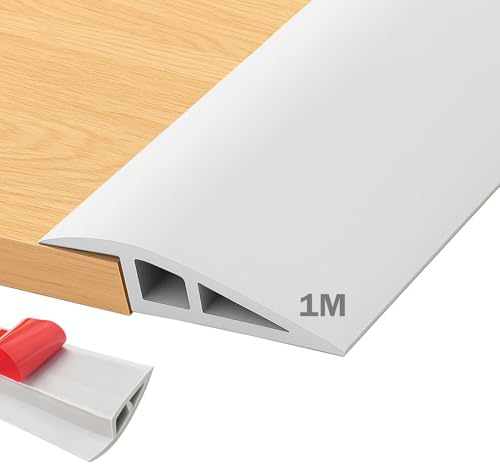 PVC transition profile self-adhesive, door threshold strip 1 m x 7 cm, transition profile with height compensation 15 mm bottom transition table, laminate threshold slope transition rail (white)