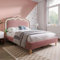 Aptliton Upholstered Bed, 3ft 90x190cm Single Bed Frame with LED, Bed Frame with Wooden Slats and Adjustable Height Headboard, Teen Bed for Bedroom and Guest Room, Pink, Velvet Material
