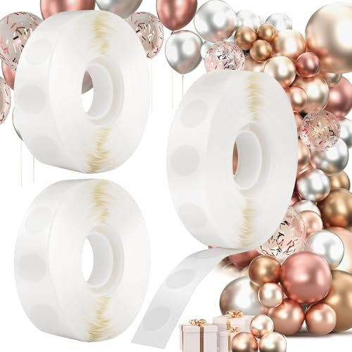 Glue Point Dots, 1000 Point Dots, Double Sided, Removable Balloon Tape Strips, 2 Roll Dots Point Glue Tape, Balloon Arch Kit for Scrapbooking, DIY, Gift, Craft, Wedding Decorative