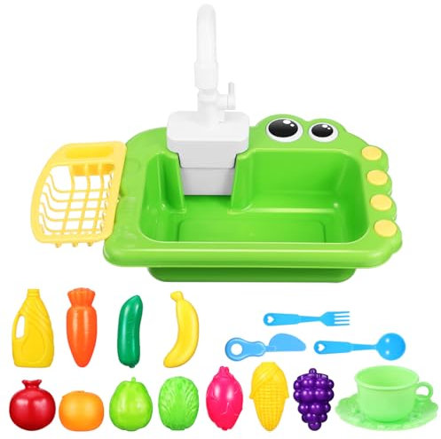 Gatuida 1 Juego Fregadero Infantil con Agua Corriente Lavabo de Juguete para Diseño Realista y Capacidad Incluye Cesta de Drenaje Seguro y Adorable
