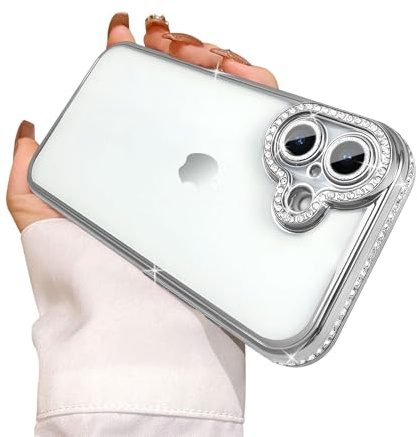 Reownest Transparent Handyhülle für iPhone 17 Hülle, Cute Aesthetic Flash Luxus Glitter Bling Diamant Stoßfeste und Kameraschutz Case Cover für Frauen Mädchen-Silber