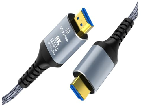Cables HDMI De 15 M, Cable Fibra Óptica 8K 2.1, 48 Gbps, A 60 Hz, 4K A 120 Hz/144, EARC HDCP Y .3, Compatible Con Xbox/PS5(Braid,50m)