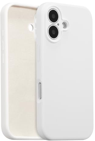 ZTOFERA Liquid Silicone Case for iPhone 16 (6.1), White | Anti-Scratch Soft Microfiber Lining, Fresh Solid Color, Lightweight, Full Camera Protection, Shockproof Protective Cover