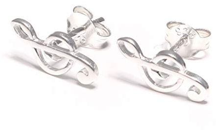 Loveyourdiamonds Kleine Notenschlüssel Ohrstecker aus 925 Sterling Silber