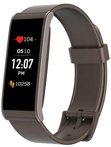 MyKronoz ZeFit4 HR Traqueur d'activité avec capteur de rythme cardiaque, écran couleur tactile et notifications smartphone – Brun / Brun