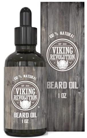 Viking Revolution - Aceite Barba Hombre - Argan y Jojoba - Favorece el Crecimiento de la Barba - Suaviza y Fortalece la Barba y el Bigote de los HOmbres - Aceite Barba Natural Sin Aroma - 30 ml