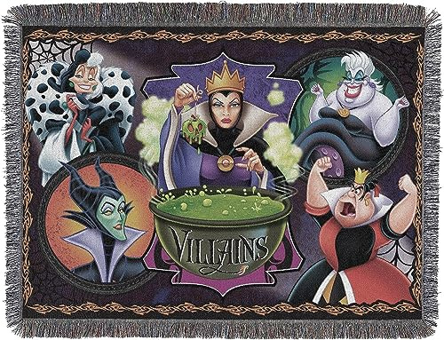 Disney Pixar Villains, Vile Villains gewebte Wandteppich-Überwurfdecke, 121,9 x 152,4 cm, Mehrfarbig, 1 Stück