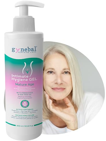 GYNEBAL Intimate wash Women Gel for Ladies in Menopause - Purifying, Moisturising, Prevent Feminine Dryness - With PREBIOTICS for Balance and Healthy Flora - PH 8-150 ml