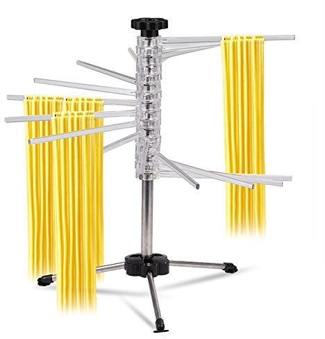 Collapsible Pasta Drying Rack, Stainless Steel Rotating Pole Homemade Fresh Pasta,Spaghetti Noddle Dryer Stand for Home Kitchen 18.5inch Height