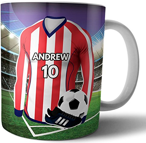 AK Giftshop Personalised Gift - Football Shirt - Mug -Tea Coffee Cup - Birthday - Christmas - Stocking Filler - Secret Santa - Any Team Colours (Sheffield)