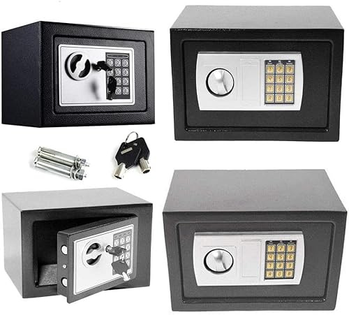 Tresor Elektronik Zahlenschloss 23 x 17 x 17 cm Doppelstahlbolzen Montagematerial Safe Möbeltresor, 4,6 l, Schwarz