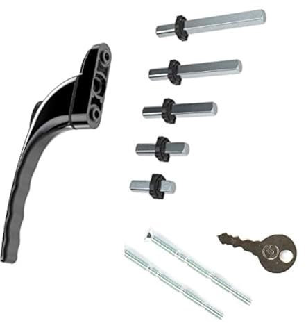 Black - UPVC Universal Inline Espag Lockable Window Handle Smart Spindle