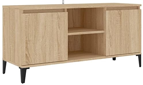 vidaXL Mueble de TV con Patas Soporte Mobiliario Aparador Estante Salón Sala de Estar Dormitorio Decoración Metal Color Roble Sonoma 103,5x35x50 cm