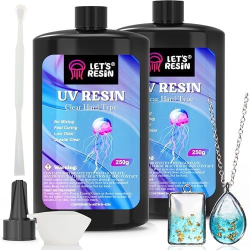 LET'S RESIN UV Resin, verbessertes 500g klares UV-Epoxidharz, harter Kleber zum Beschichten und Gießen, UV-härtendes Harz für Basteldekoration, DIY Projektor und Schmuckherstellung