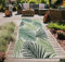 Teppich-Traum Küchenläufer In- & Outdoor Teppich Sisal Optik Terrasse Wohnzimmer Garten Palmenzweige in grün auf sandfarbe Größe 80x200 cm