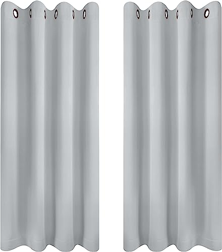 Utopia Bedding Blackout Curtains Grommet Thermal 2 Panels Drapes [Grey White, 46 x 54 Inches] Sound Insulated Curtain for Bedroom and Living Room(117x137 cm)