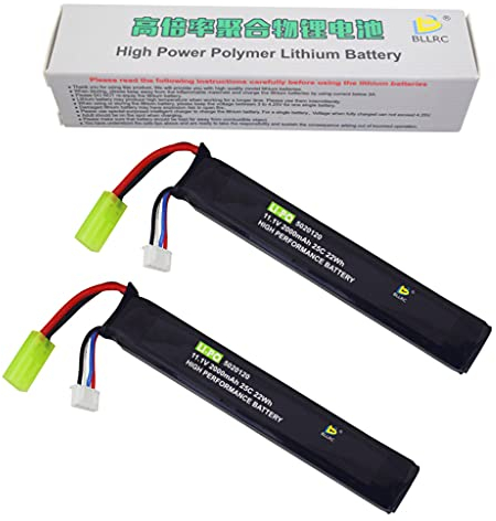 2PCS 3S 11.1V 2000mAh 25C Battery & Mini Odamiya Connecteur pour M4 Crane Stock M110 SR25 AK47 MP5K MP5 Scar M249 M240B M60 G36 M14 RPK PKM L85 AUG G3 Mise à Niveau AEG Jouet Pistolet Airsoft