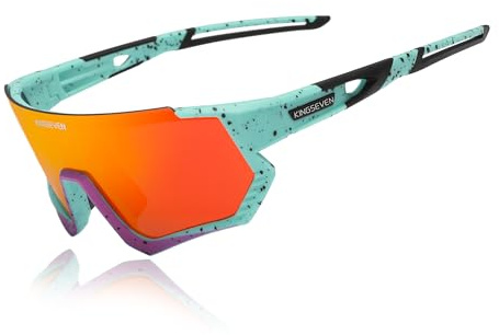 KINGSEVEN Polarisierte Fahrradsonnenbrille Herren Sport Sonnenbrille MTB Fahrradbrille UV400 Schutz LS910 (Limited Red)