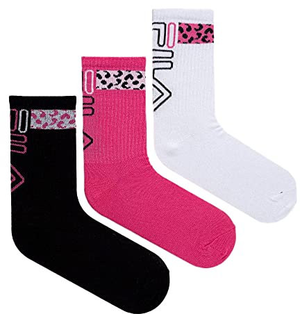 FILA X3 Paires de Chaussettes Rose/Blanche/Noir Femme Rose 35-38
