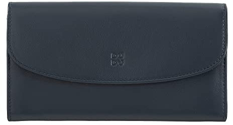 DUDU Große Damengeldbörse aus farbigem Leder, Kontinentale Brieftasche, Kreditkartenfächer, Münzgeldbörse mit Reißverschluss Navy