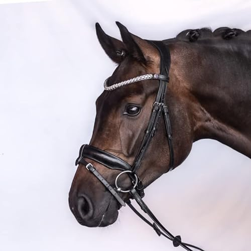 BRIDLERY Trense Charm Beschläge Silber, Design Standard, Farbe Schwarz, Größe Warmblut