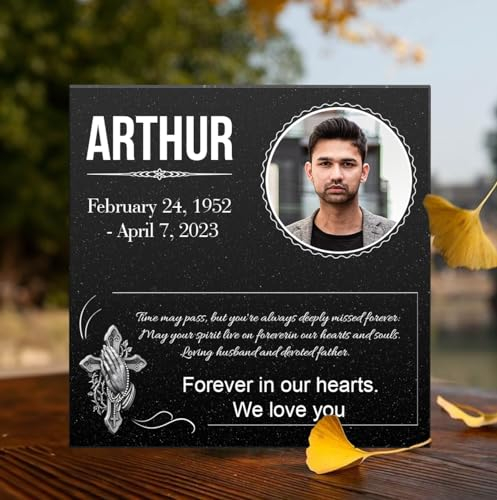 ADFSTONE Granit Grabmarker für Friedhof für Menschen - Grabstein Bild Plaketten, Foto Temporäre Grabmarker, personalisierte Gedenkstein für Friedhof, benutzerdefinierte Grabsteine für Gräber für
