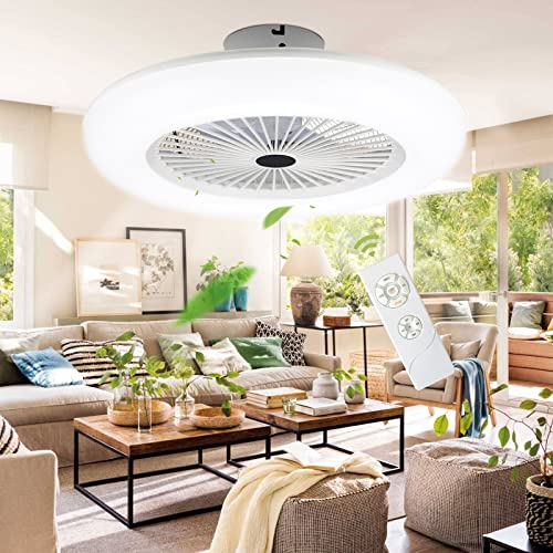 Hebitod ventilador de techo LED con luz y mando a distancia, 80W LED ventilador de techo con luz Ø55cm, regulable (3000K-6500K), 3 velocidades de viento, temperatura de color ajustable, temporización