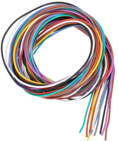 sourcing map 20 Gauge PVC Hookup Wire 1.5m/5ft 20AWG Flexible Electrical Wire Spool Ul1007 Tinned Copper Stranded 10 Color, 0.18cm Dia for Model Aircraft Electric Appliances Internal Connect