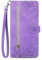 NEXCURIO Coque Portefeuille pour Samsung Galaxy A55 5G Étui à Rabat Folio Pochette Housse de Protection en Cuir PU avec Cordon Porte Cartes Clapet Béquille Femme Fleur - Violet