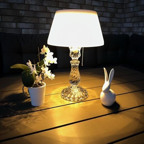 Online Fuchs LED Solar Tischlampe kabellos aus Glas für draußen - Akku über USB aufladbar - Deko Tischleuchte, Warmweiß oder Farbwechsel wählbar - OUTDOOR