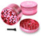 HIZEN Alu Grinder XXL Ø 63mm, 4-teilige Kräutermühle, Crusher Set für getrocknete Kräuter, Pollen, Blüten, Gewürze mit Pollenfach und Schaber (Rosa)