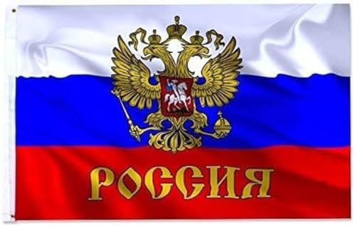 Grande Bandiera Russa con Stemma Aquila, 90x150 cm Russia con Passante per asta
