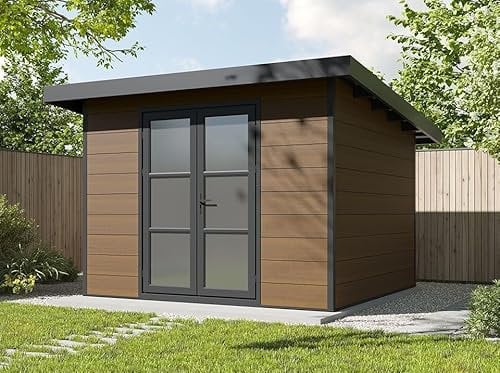 Direct ABRIS Abri de Jardin Composite Alma - 9m2 Brun - Cabane - Cabanon de Jardin - Bois Composite - WPC - Atelier - Abri Velo