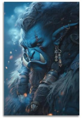 SUEJGUSJLU World of Warcraft Poster, Motiv: Spiel, Ork-Krieger, dekoratives Gemälde, Leinwand, Wandposter und Kunstdruck, moderne Familienschlafzimmer-Dekoration, Poster, 40 x 60 cm