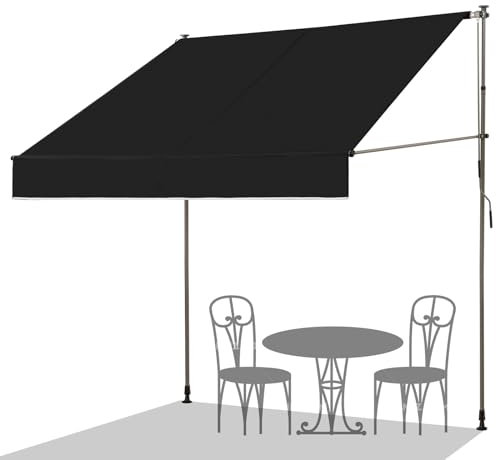 Einziehbare Markise - Verstellbare Outdoor Sonnenblende mit UV-Schutz - Ideal für Fenster oder Türen (Blau, 250 x 130 cm)