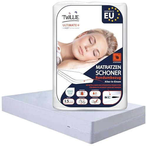 Twillie – Kompletter Matratzenschutz 70x200x15 cm | überlegene Qualität | 100% Wasserdicht, Atmungsaktiv | Anti-Bettwanzen & Milben | Oeko-TEX® zert. | AEGIS®-Behandlung
