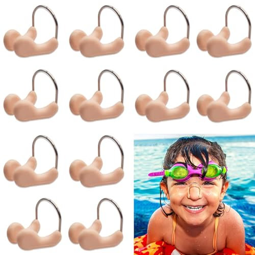 Esshogo 12 Pezzi Nuoto Naso Clip, Naso in Silicone per Nuoto, Stringinaso Nuoto Professionale, Silicone Clip Naso Nuoto, Tappanaso Nuoto, per Protezione Allenamento da per Adulti e Bambini Comodo