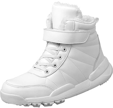 Stivali alti al ginocchio in pelle marrone da donna scarpe da trekking scarpe calde stivali da sci all'aperto ispessimento stivali in pelle scamosciata caviglia, bianco, 38.5 EU