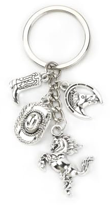 Personalisierter Schlüsselanhänger, Western Cowboy Stil Mit Edelstahl Pferd, Stiefel Und Cowboyhut, Schlüsselanhänger Damen, Geschenke Für Guter Freundin, Mama Und Als Geburtstagsgeschenk Zum Reisen