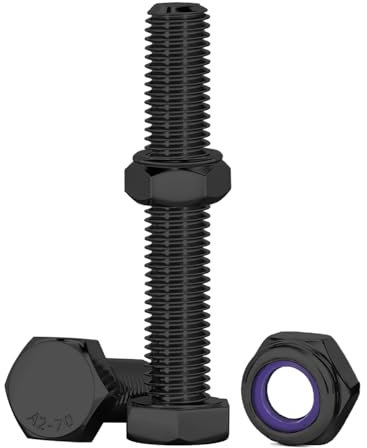 Drenky Boulons Et écrous, 10Pcs M8 X 50mm Boulons à Six Pans Avec écrous Assortiment Acier Inoxydable A2 V2A Vis Inox Et écrous Vis M8 Pour Meubles, Voitures, Vélos, Bateaux, Impression 3D, Noir
