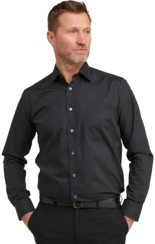 Double TWO Men's Tall Fit Long Sleeve - Formal Business Shirt - 6ft+ | Extra-Long Sleeves & Longer Body, Easy-Care, Classic Collar, Chest Pocket, Tall Fit