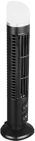 Bladeless Tower Fan, Removable Back Grille Easy to 90 Degree Oscillating USB Desk Fan with Light for Office (Black)