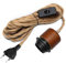 500CM Kabel Hanfseil Lampe Hängelampe mit Stecker, Nussholz Lampenkabel Lampenfassung E26/E27 mit Schalter, Vintage Pendelleuchte mit Stecker, Hanfseil Kabel Fassung für Zuhausbeleuchtung Geeignet