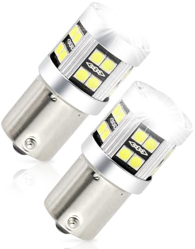 Yuio 2 Pack P21w Ba15s 1156 Bombilla LED 5W 12V-24V, Superbrillante Blanca 7500K 350LM, Bombilla Para AutomóViles Luz Marcha Atrás Luces Diurnas Led Faros Antiniebla Traseras Luces De PosicióN