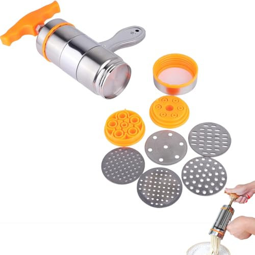 Stainless Steel Manual Noodles Maker, Stainless Steel Pasta Maker Manual Noodle Making Press Machine with 7 Discs