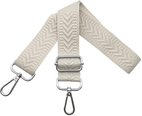 Tracolla per Borsa Donna Regolabile Cinghia Borsa Tracolla di Ricambio, Cintura Spalla Larga 3.8cm con Argento Moschettoni per Ragazza Borsette Accessori, Beige, U10