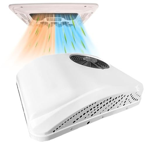 Aire acondicionado y calefacción de techo para caravana, furgoneta, 12 V/24 V/48 V/220 V/115 V, silencioso, con calefacción y refrigeración, para autocaravana, camión, remolque y tractor,12V